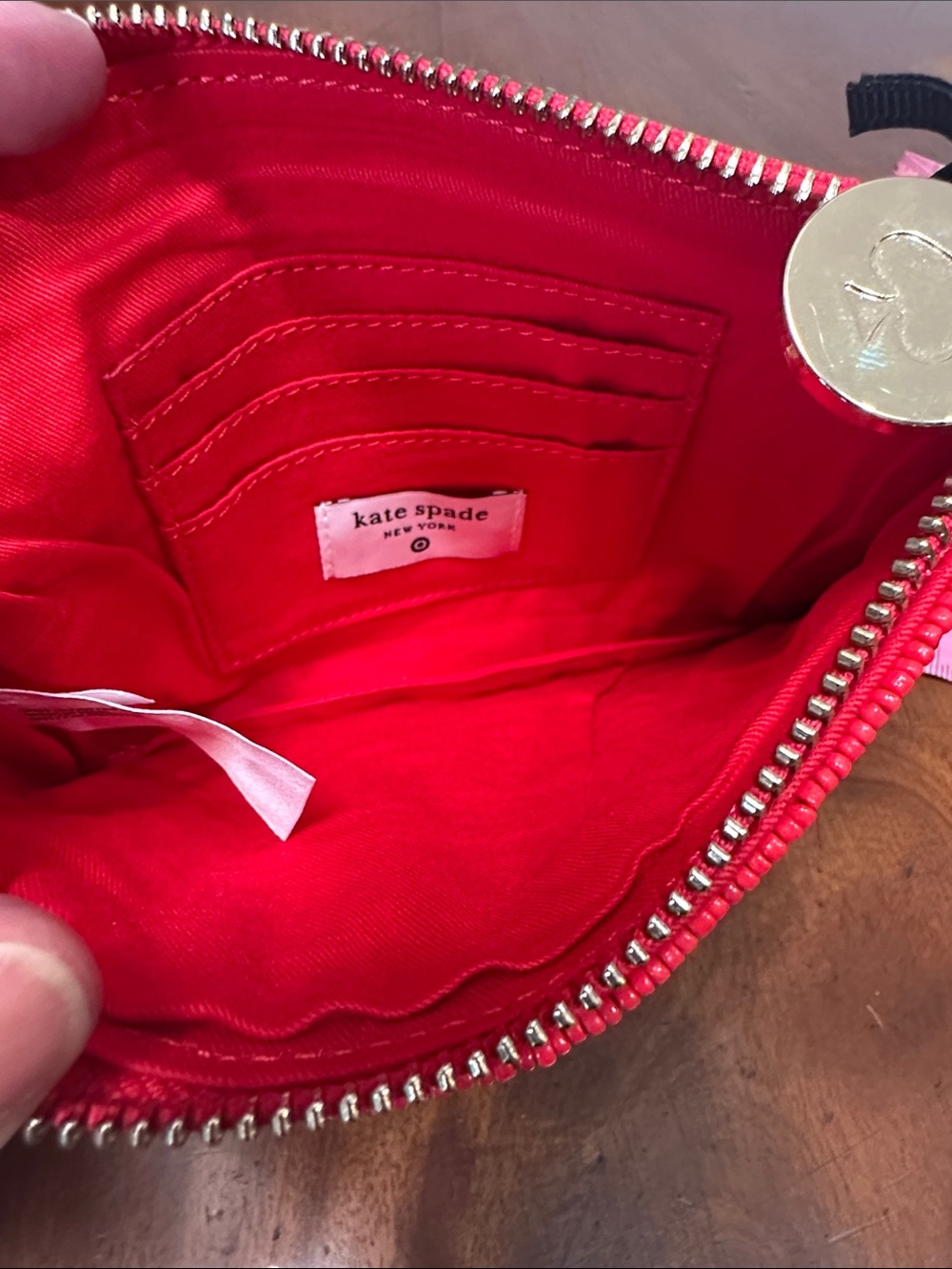 kate spade red beaded 'GOING TO TARGET' pouch wristlet - Picture 5 of 10